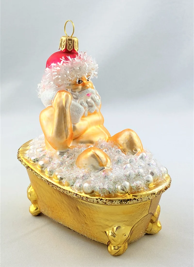 Santa nimmt ein Schaumbad