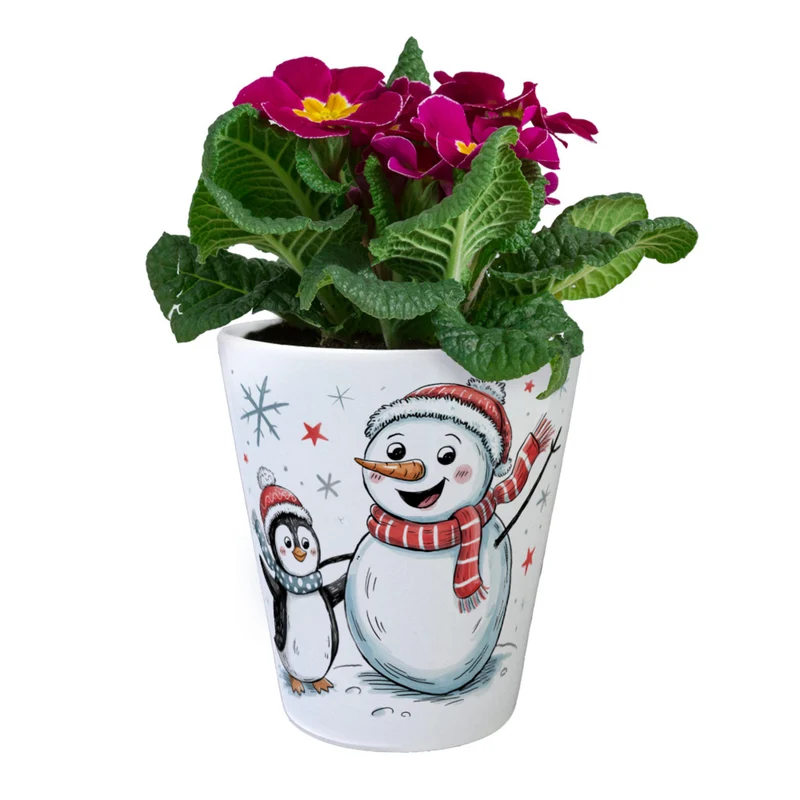 Schneemann Pinguin Blumentopf für Winterfreunde