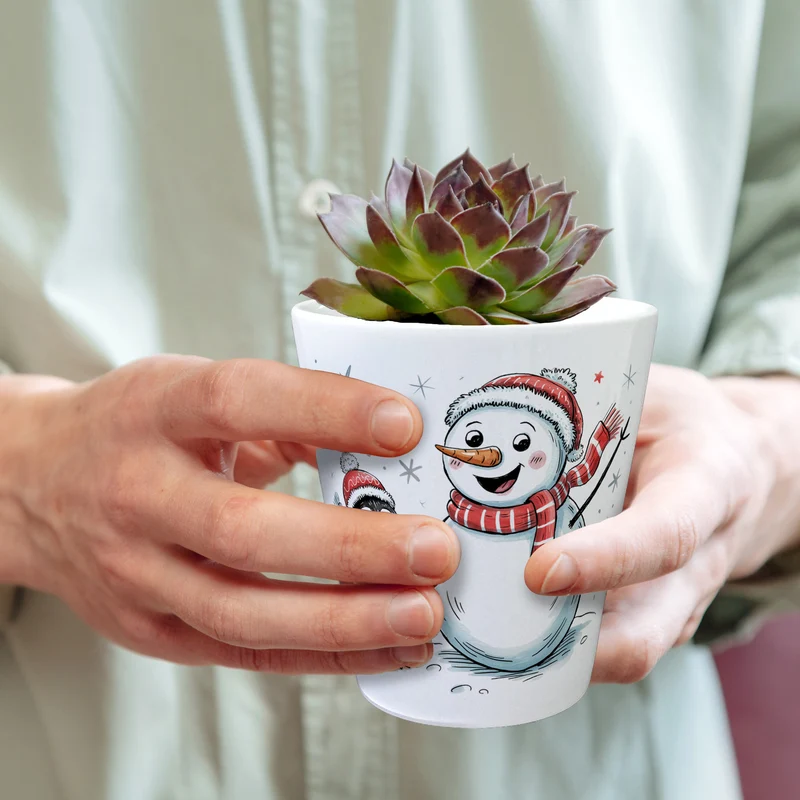 Schneemann Pinguin Blumentopf für Winterfreunde