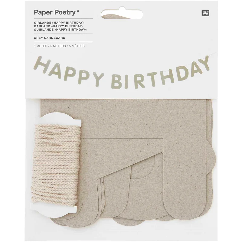 Rico Design Girlande Happy Birthday Graukarton