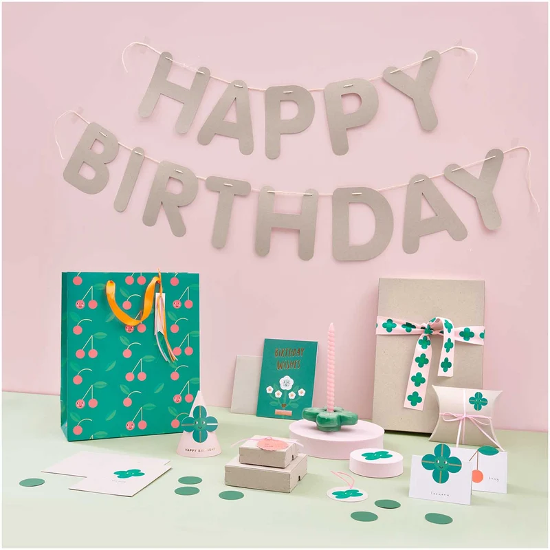 Rico Design Girlande Happy Birthday Graukarton