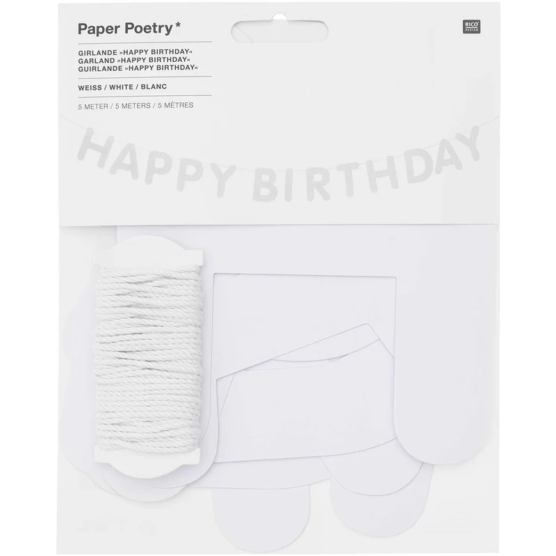 Rico Design Girlande Happy Birthday weiß