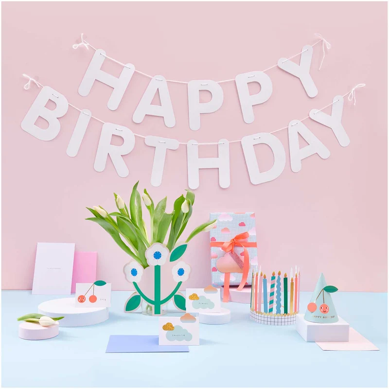 Rico Design Girlande Happy Birthday weiß