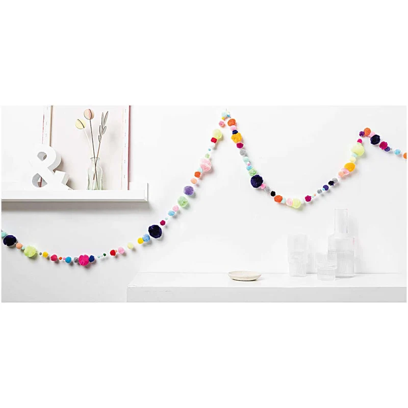 Rico Design Pompons 8mm 20mm, 100 Stück, weiß
