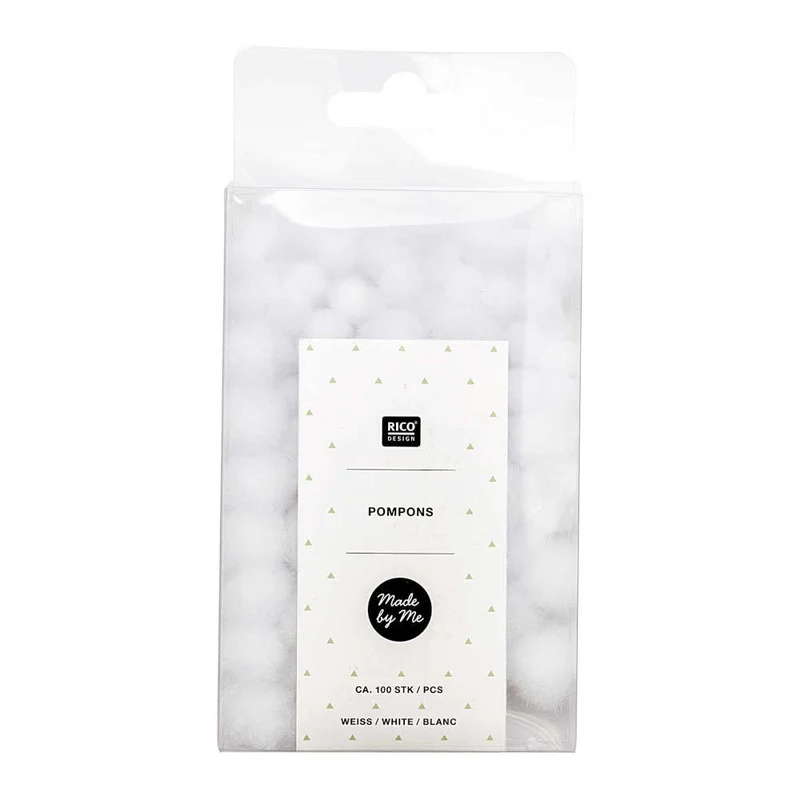 Rico Design Pompons 6 mm 10mm, 100 Stück, weiß