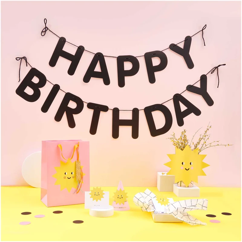 Rico Design Girlande Happy Birthday schwarz