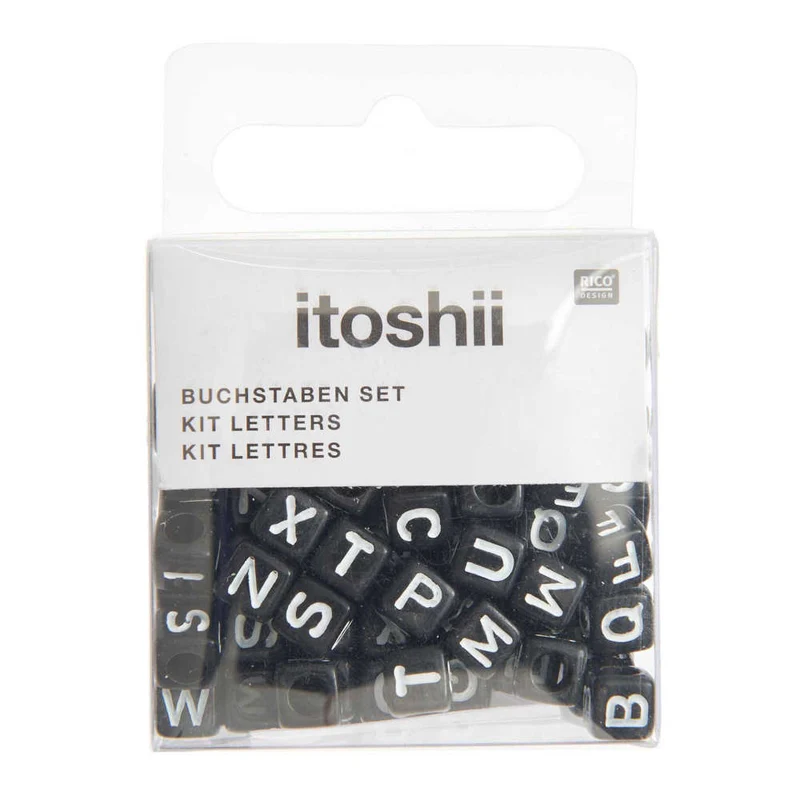 Rico Design Buchstaben Mix Würfel 99 Stück, schwarz
