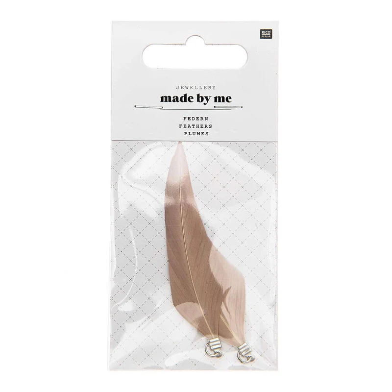 Rico Design Federn mit Öse 2 Stück, pebble