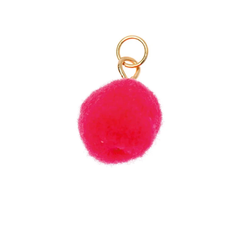 Rico Design Mini Pompon mit Öse 12mm, gold - neonpink