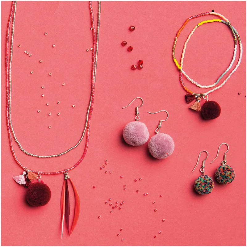 Rico Design Mini Pompon mit Öse 12mm, gold - neonpink
