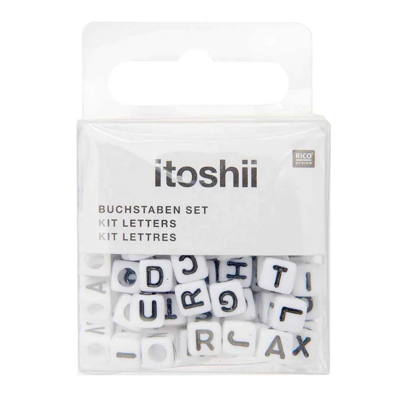 Rico Design Buchstaben Mix Würfel 99 Stück, weiß