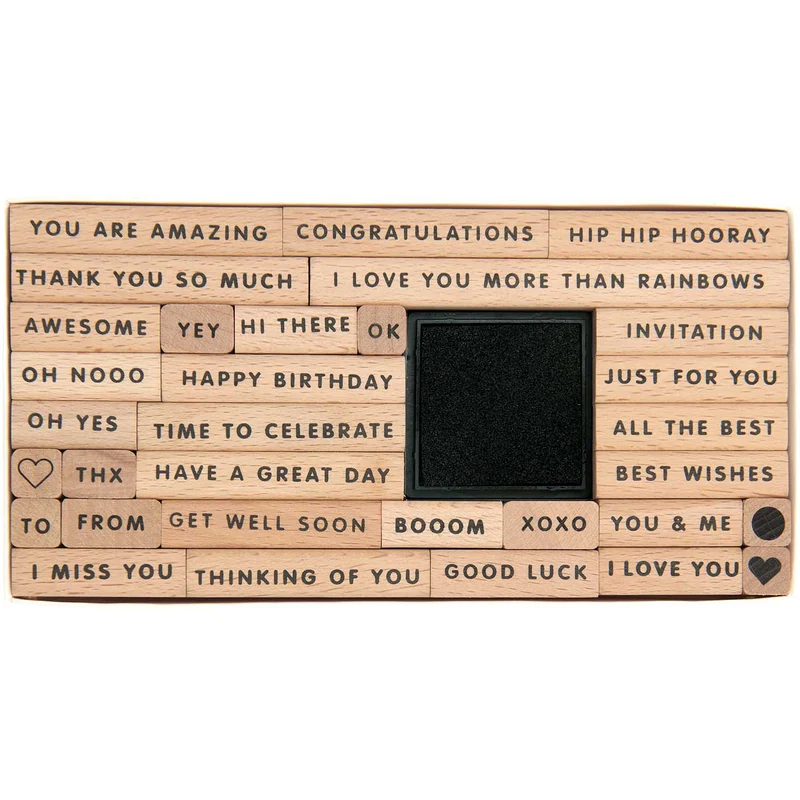 Rico Design XL Stempelset Texte Englisch (32 Stempel + Stempelkissen)