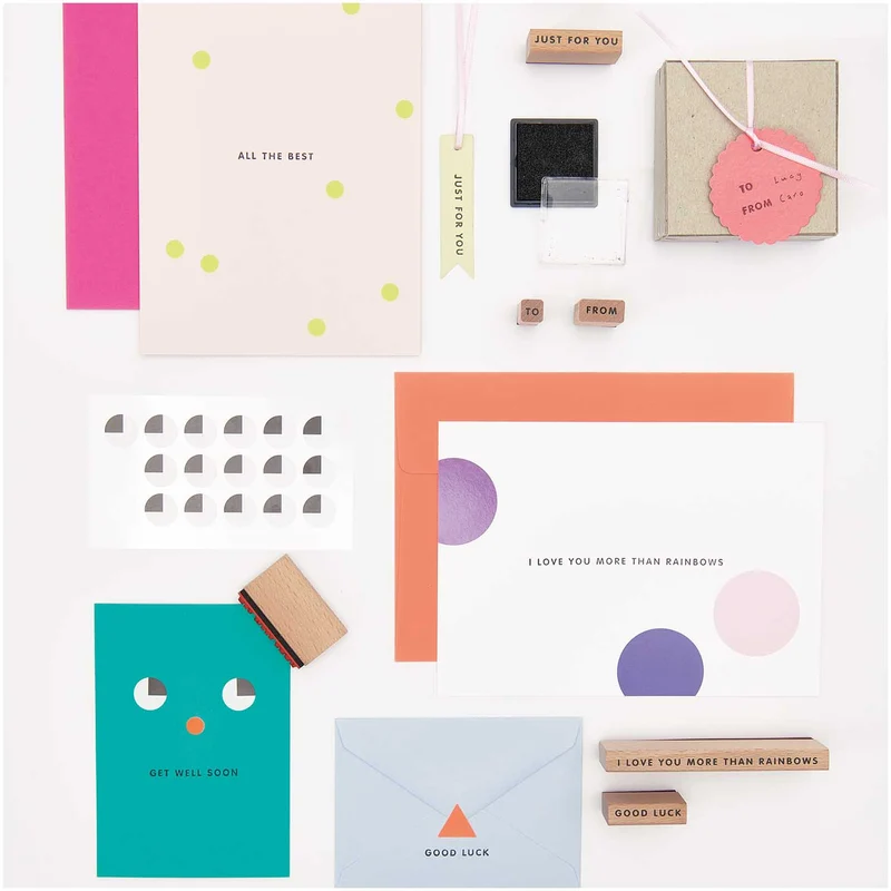 Rico Design XL Stempelset Texte Englisch (32 Stempel + Stempelkissen)