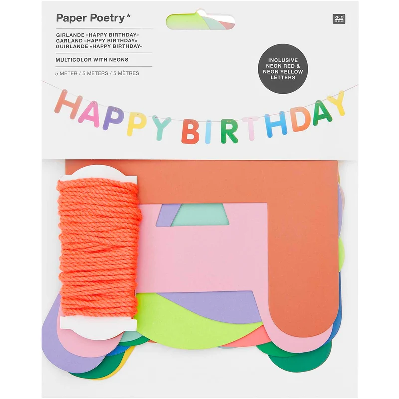 Rico Design Girlande Happy Birthday bunt