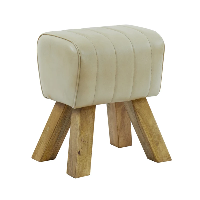 Leder Hocker RAMY sand 40x31x46cm