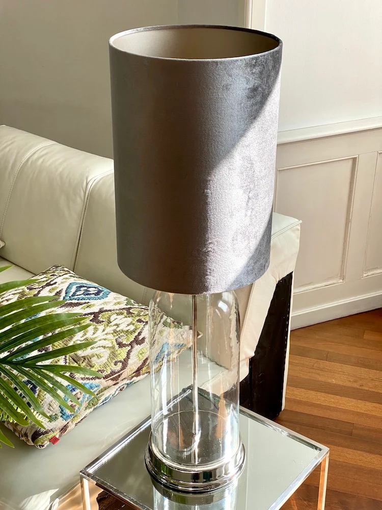 Tischlampe BOUALA Glas-Samt graphite 85cm
