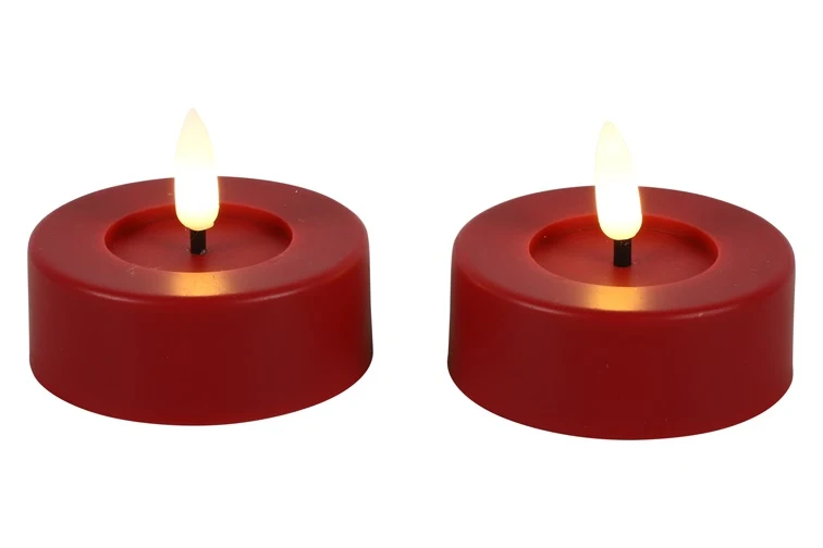 LED Maxi Teelicht D6,7cm 2er Set rot
