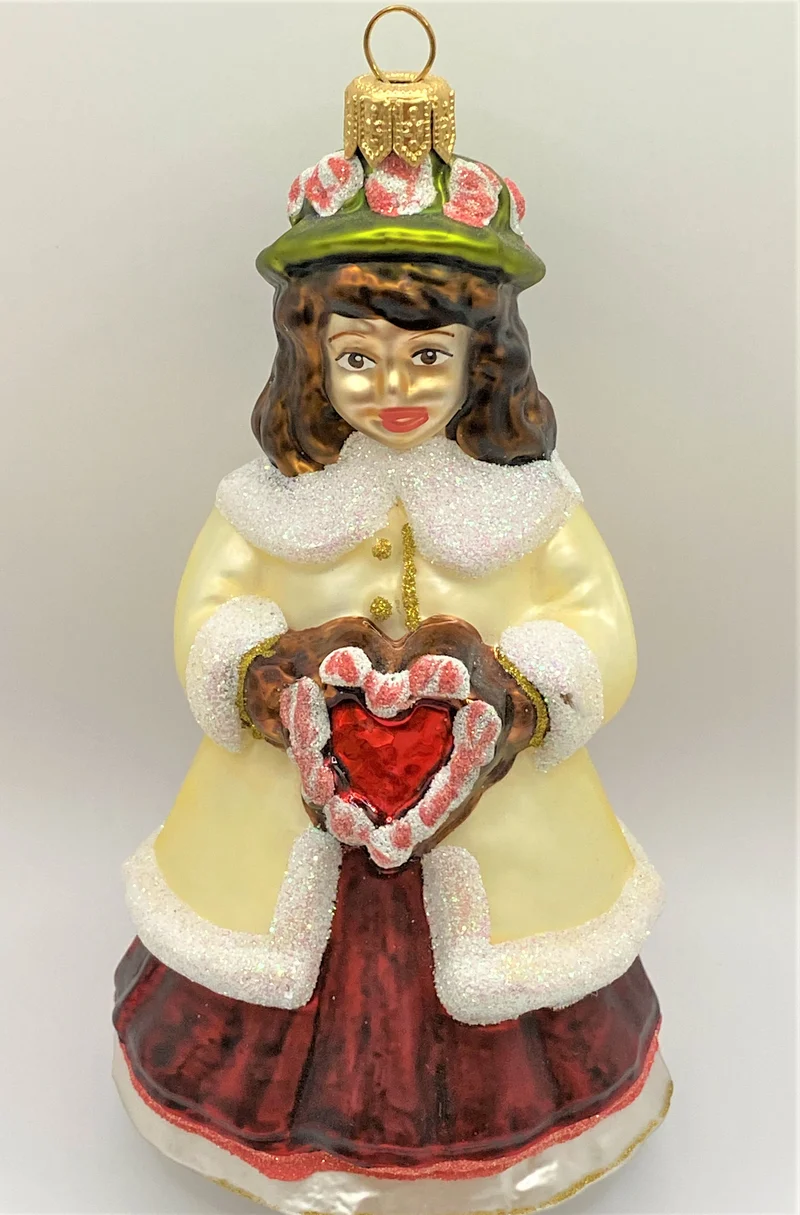 Mädchen in langem Biedermeier-Kleidchen