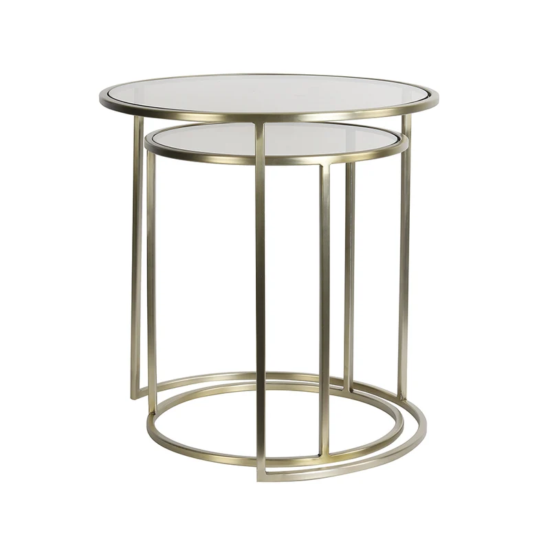 Beistelltisch DUARTE gold Glas braun - 2er-Set