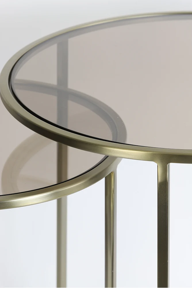 Beistelltisch DUARTE gold Glas braun - 2er-Set
