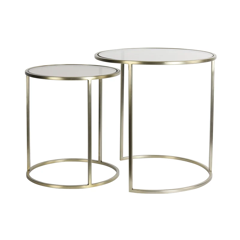 Beistelltisch DUARTE gold Glas braun - 2er-Set