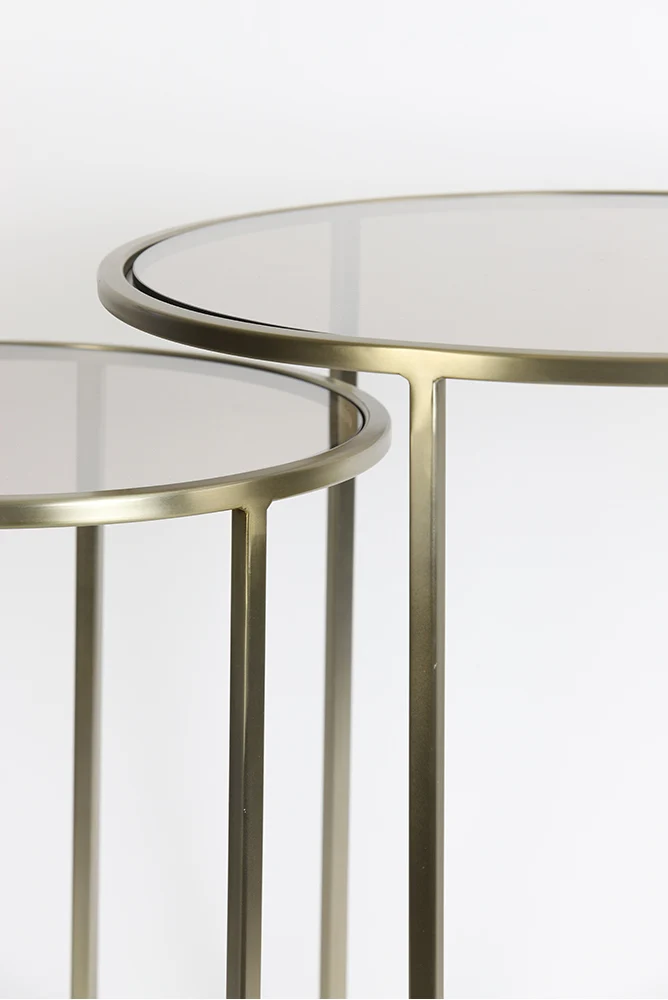 Beistelltisch DUARTE gold Glas braun - 2er-Set