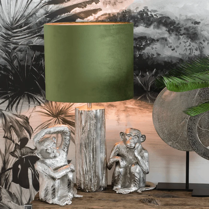 Tischlampe TOCON silber-grün Samt 50 cm