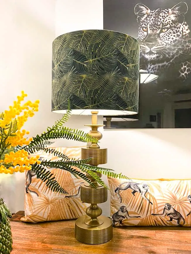 Tischleuchte TAIKA antik bronze-grün Velours 85 cm