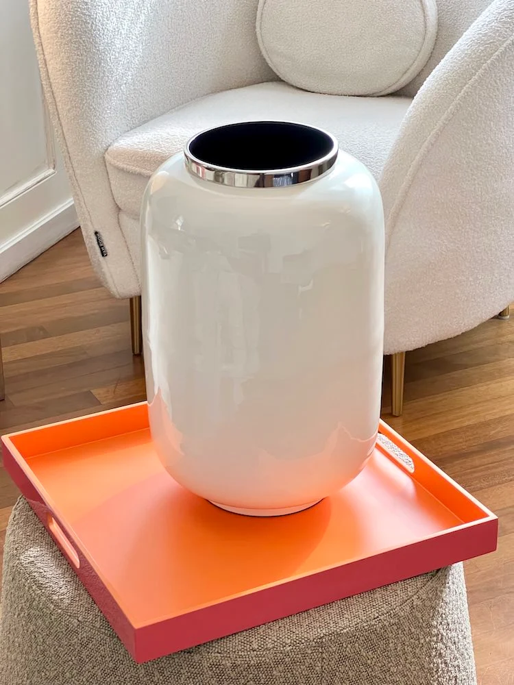 Vase SAIGON L in weiss- silber 40 cm