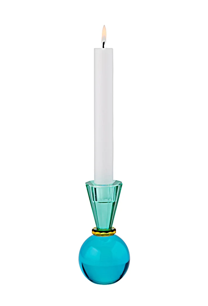Kerzenhalter SARI Kugel in grün, blau