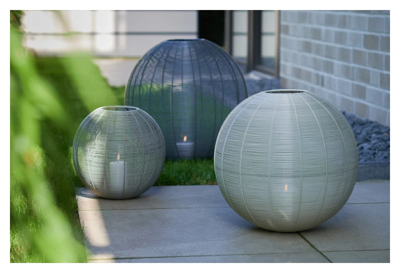 rundes Windlicht KNOKKE - hellgrau Ø30 cm