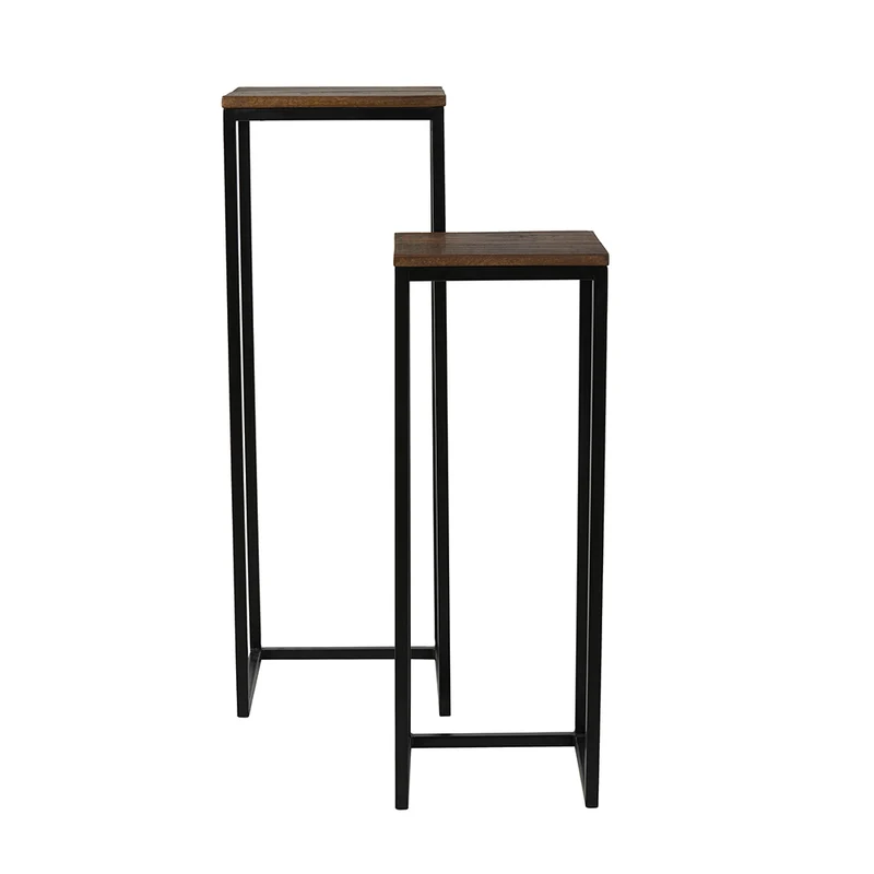 Säule BRYSON Holz braun - schwarz - 2er-Set