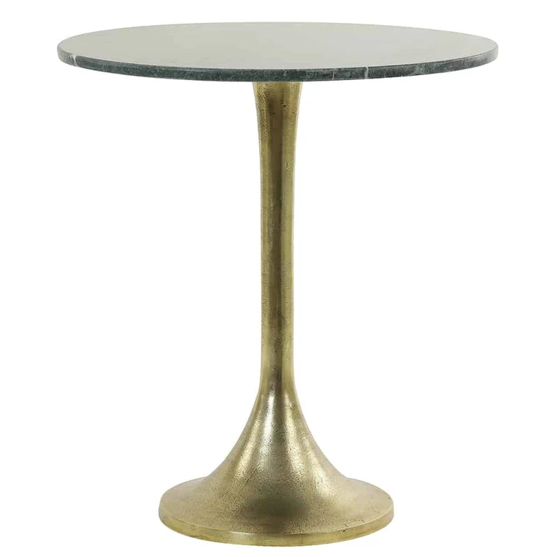 Beistelltisch RICKERD grün Marmor + antik bronze Ø48x53 cm