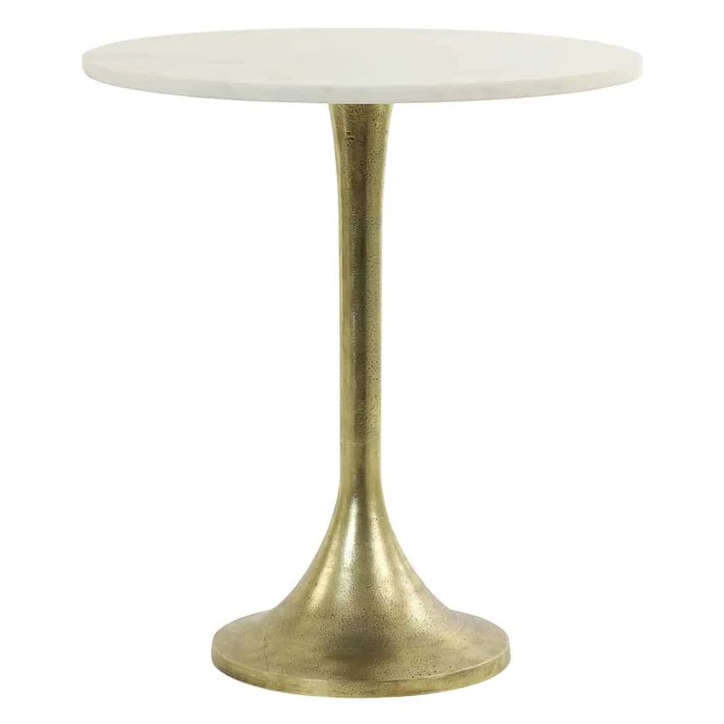 Beistelltisch RICKERD weiß Marmor + antik bronze Ø48x53 cm