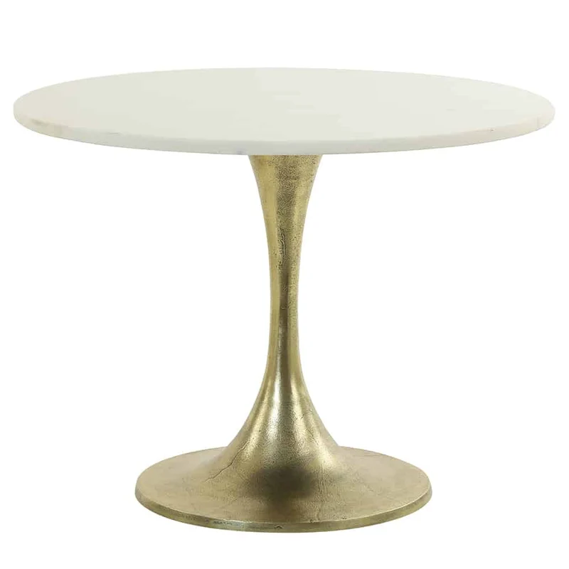 Beistelltisch RICKERD weiß Marmor + antik bronze Ø61x41 cm