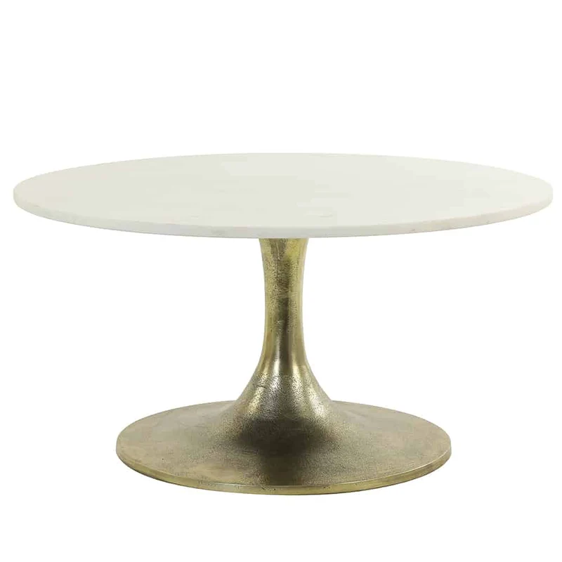 Couchtisch RICKERD weiß Marmor + antik bronze Ø76x36 cm