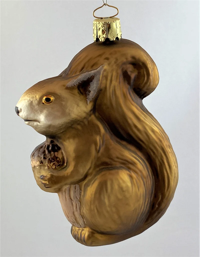 Olivbraunes Eichhörnchen mit Eichel