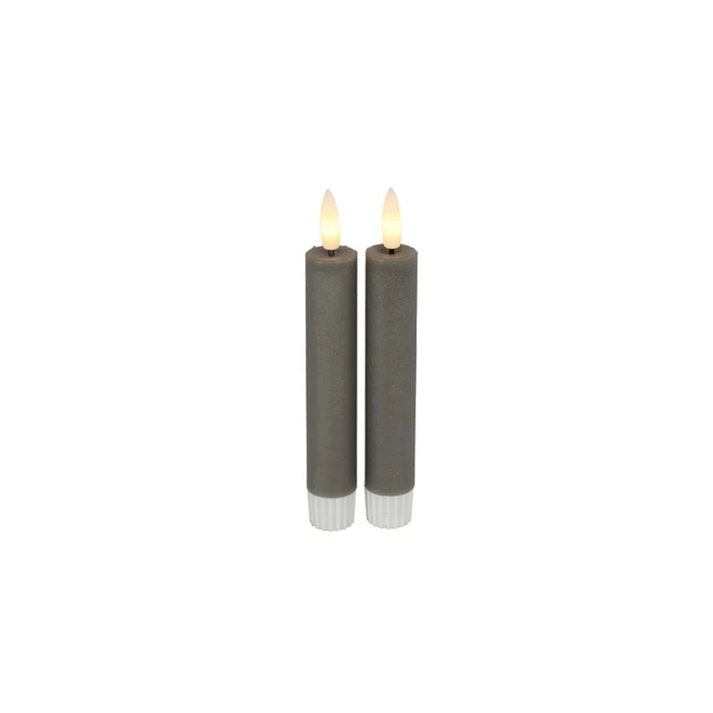Tafelkerze Rustikal LED S 2St, grau