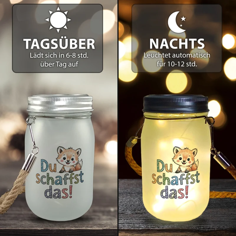 Fuchs mit Spruch Du schaffst das! Solarlicht