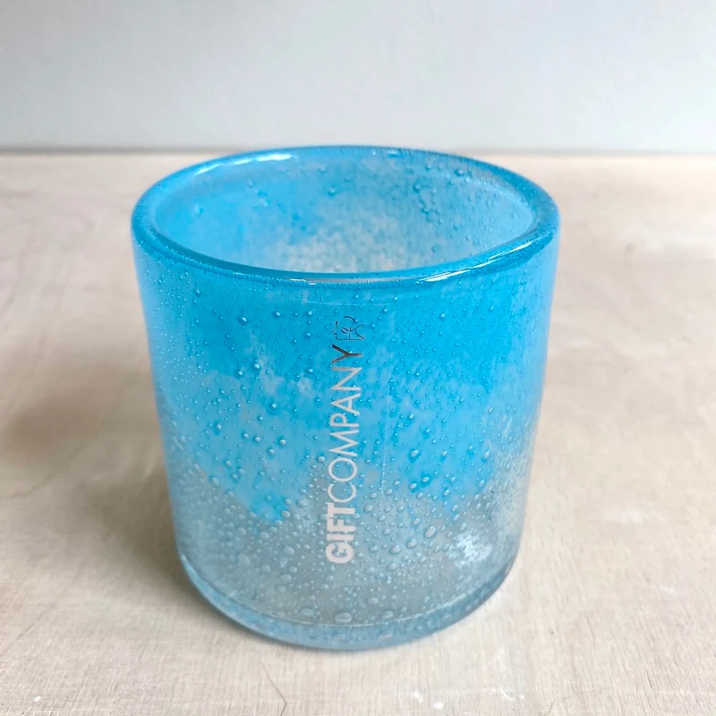 Windlicht LINEN bubble, türkis 8x8x8cm