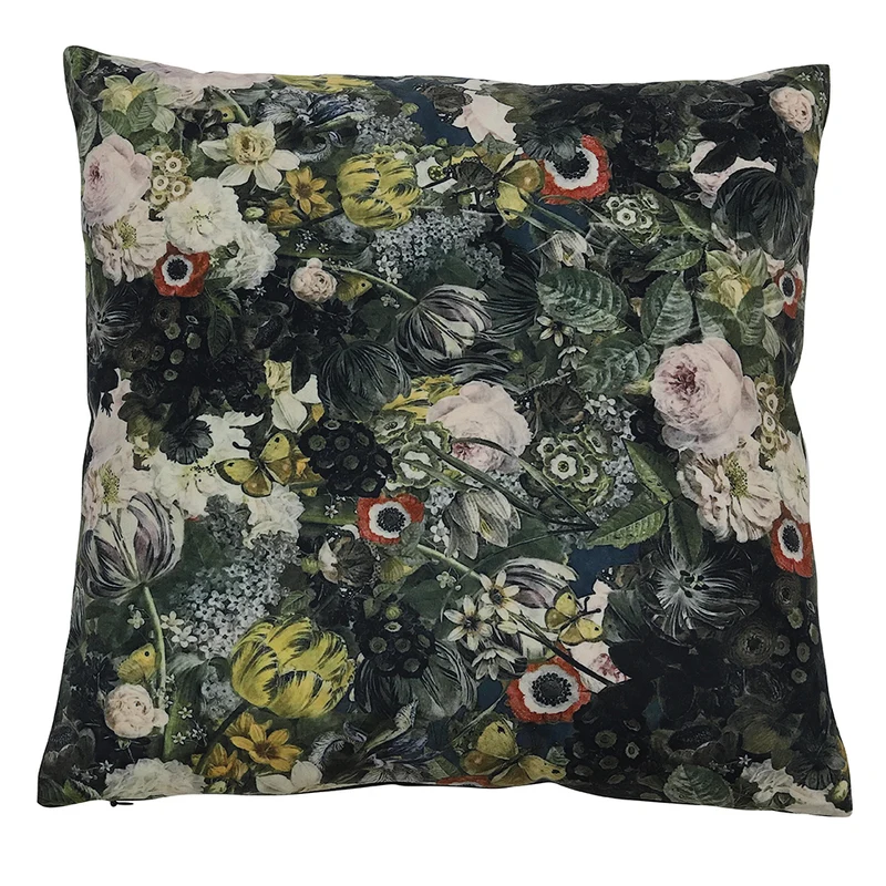 Kissen BLOM Samt Blumen grün 45x45 cm