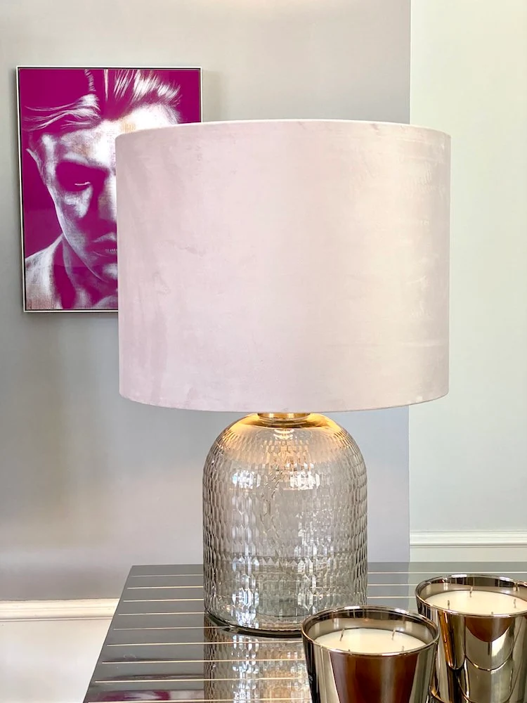 Tischlampe DAWID Glas-Velours hell rosa