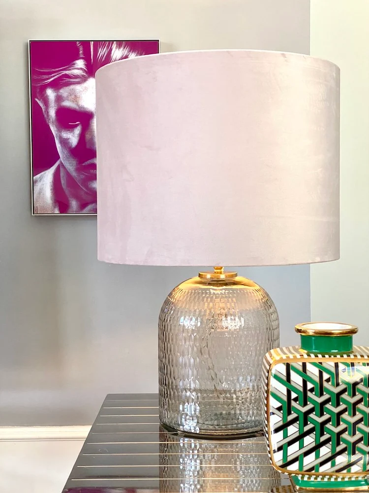 Tischlampe DAWID Glas-Velours hell rosa