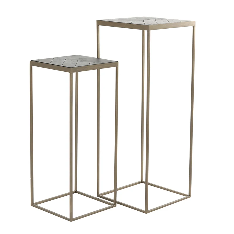 Beistelltisch Säule CHISA Holz schwarz antik Bronze