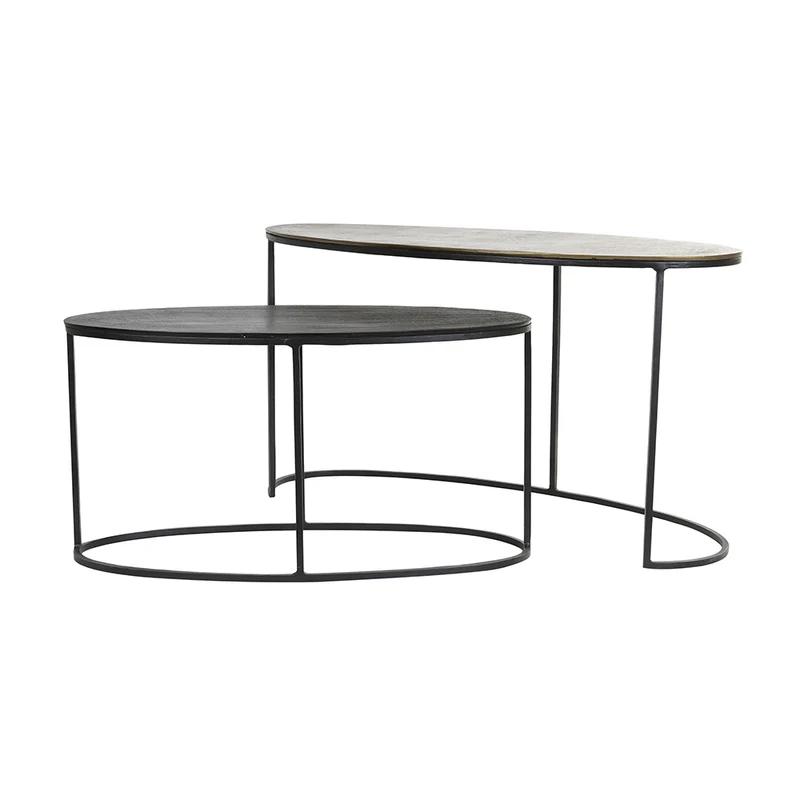 Couchtisch PAXSON - oval antik Bronze 2er-Set