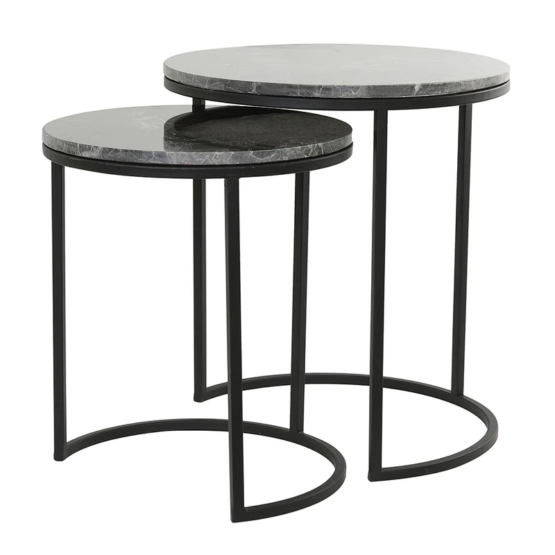 Beistelltisch ALFIO Marmor braun-schwarz 2er-Set