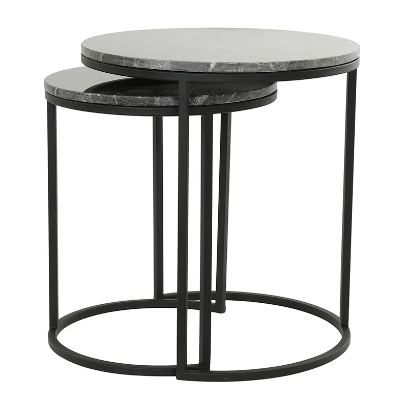 Beistelltisch ALFIO Marmor braun-schwarz 2er-Set