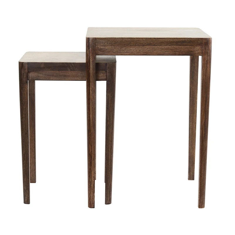 Beistelltisch STIJN Holz braun 2er-Set Ø30x45 - Ø38x53