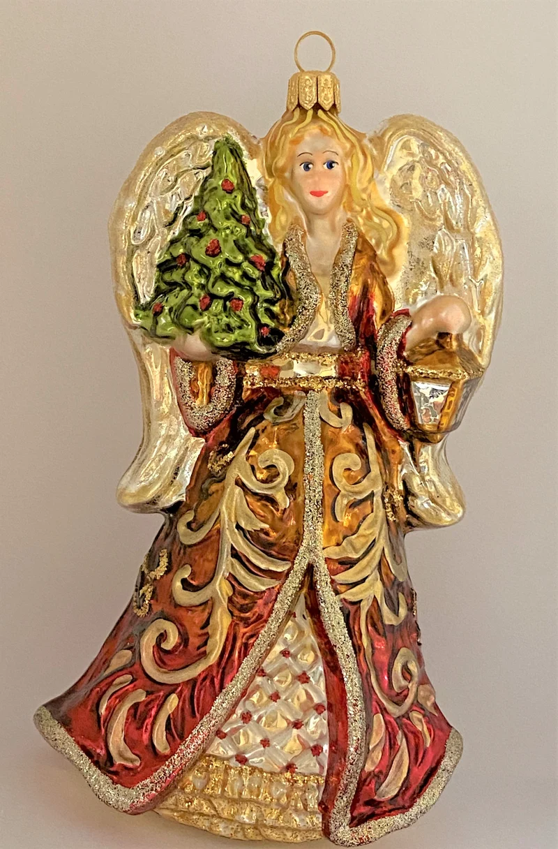 Engel mit Christbaum und Laterne