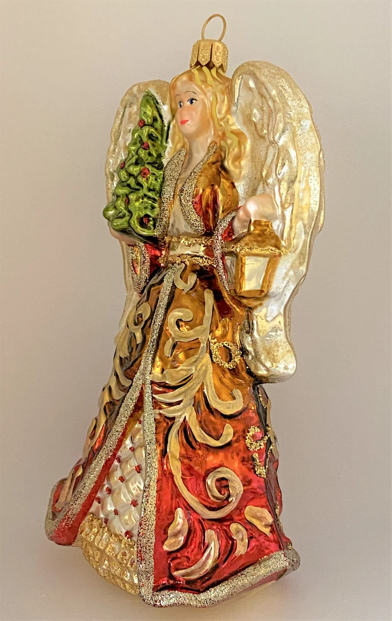Engel mit Christbaum und Laterne